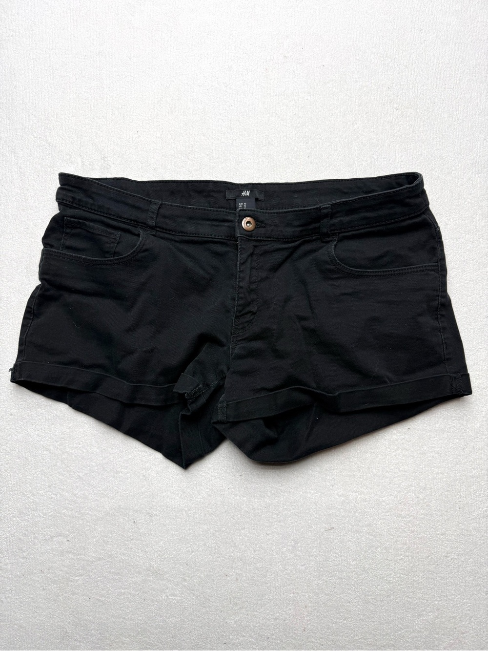 H&M Black Women's Low-Rise Denim-Style Shorts